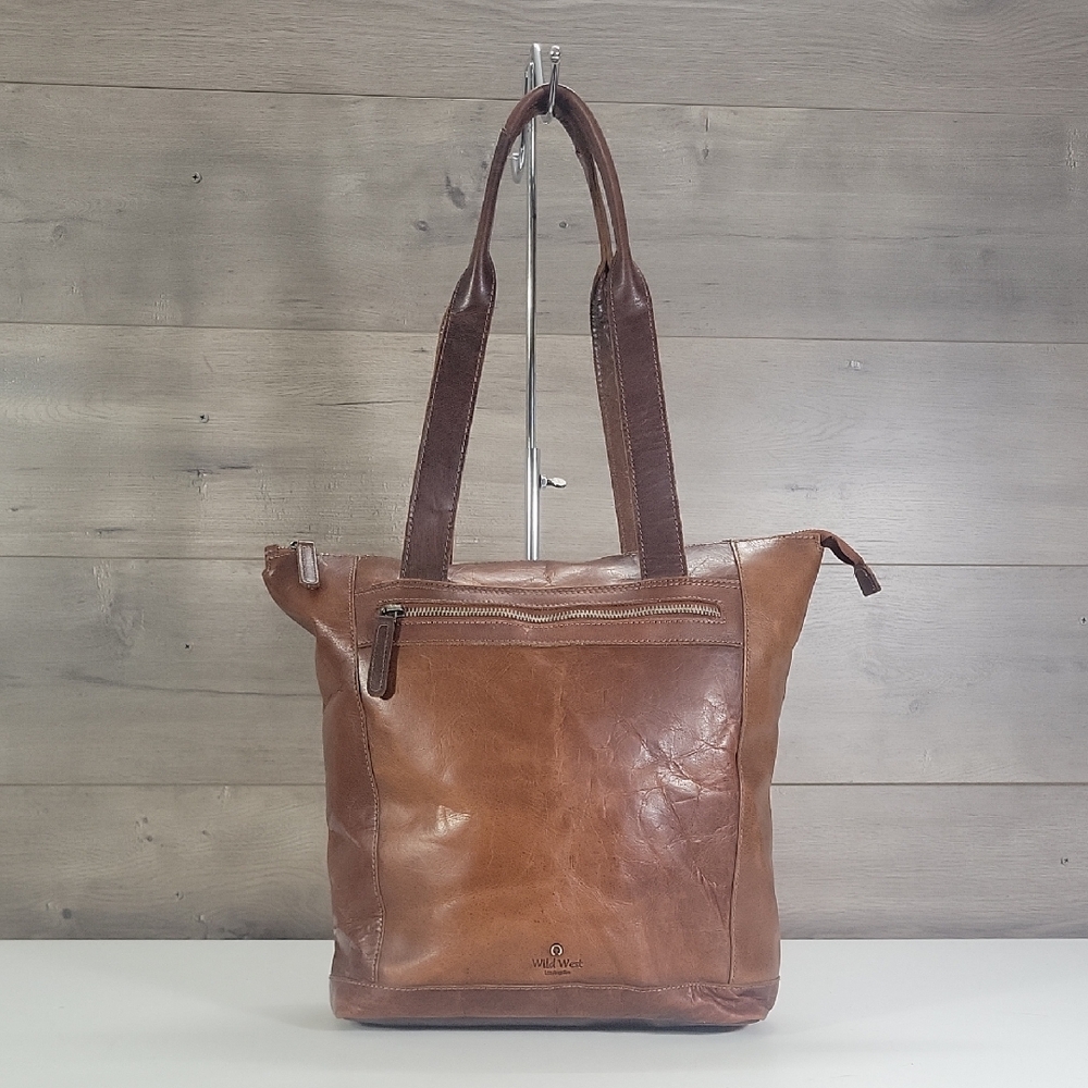Wild West Los Angeles Brown Leather Tote Shoulder Bag